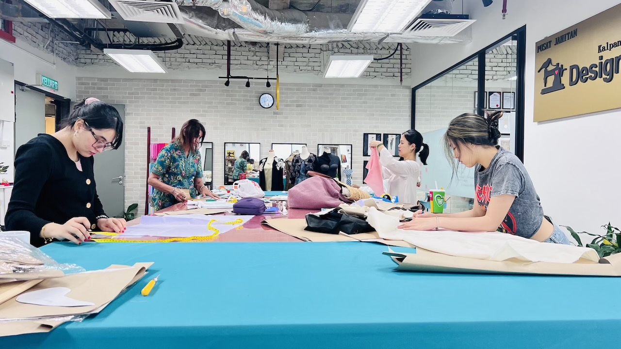 Students sewing at The International Sewing School studio, Jaya One Petaling Jaya